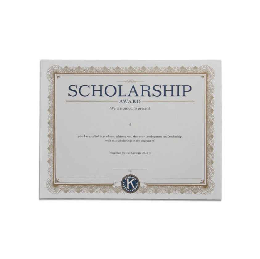 Scholarship Award Certificate Kiwanis Family Products